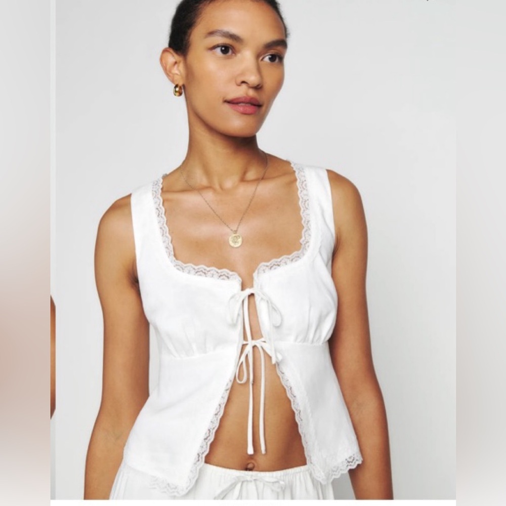 Reformation Rosalie Linen Top White M